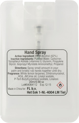 Hand cleansing spray Creditclean